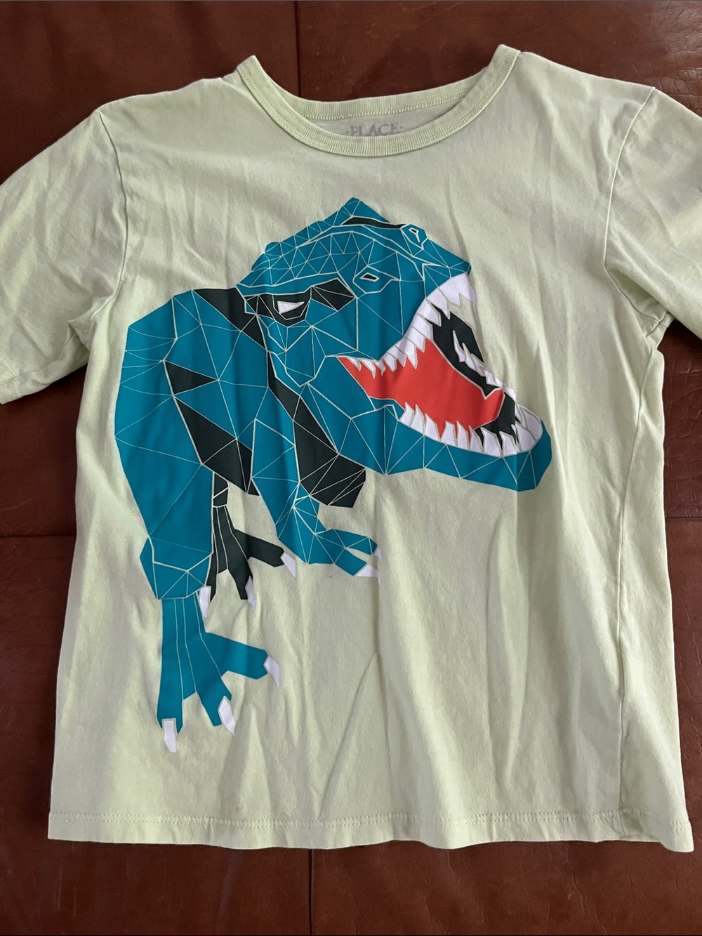The Children's Place Light Green Tee with Teal Geometric Dino